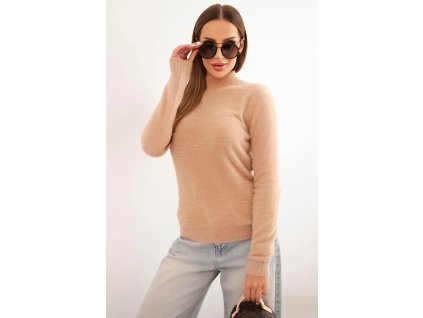 pol po Sweter damski alpaka z polgolfem camelowy 34723 4