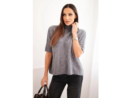 pol po Sweter damski z golfem o luznym kroju szary 34944 4