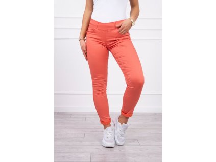 pol po Spodnie kolorowy jeans ciemno morelowe 31193 2