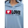 pol po Bluza bawelniana ocieplana z kapturem Love niebieska 28486 5