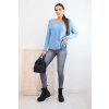 pol po Sweter damska z wiskoza z dekoltem w serek niebieski 34986 1