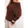 pol po Sweter damski wiskozowy asymetryczny typu nietoperz czekoladowy 34539 3