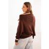 pol po Sweter damski wiskozowy asymetryczny typu nietoperz czekoladowy 34539 2