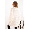 pol po Kardigan damski z fredzlami i luznym krojem ecru 34571 2