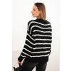 pol po Sweter damski w paski z welna o luznym kroju czarny 35260 2