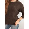 pol po Sweter damski z welna z dlugim rekawem i okraglym dekoltem brazowy 35677 3