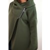 pol po Bluza damska ocieplana z kapturem i asymetrycznym zamkiem khaki 35717 3