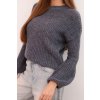 pol po Sweter damski z baby alpaki z bufiastymi rekawami grafitowy 36573 3