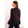 pol po Sweter damski z moherem zapinany na guziki z bufiastym rekawem brazowy 36849 2
