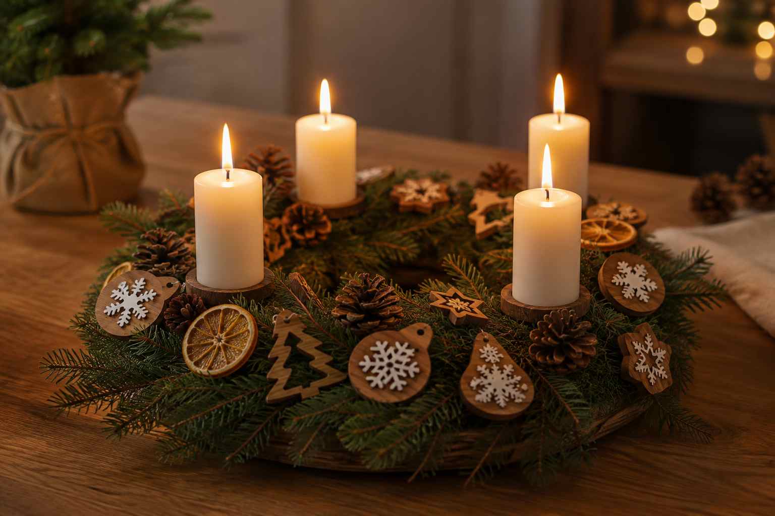 Adventní věnec ze dřeva: inspirace a příprava