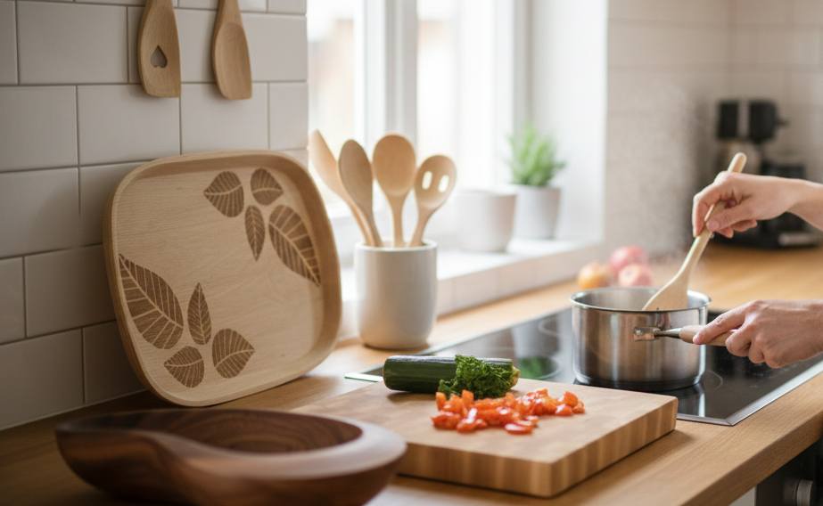 Dřevěné prkénko a servírování