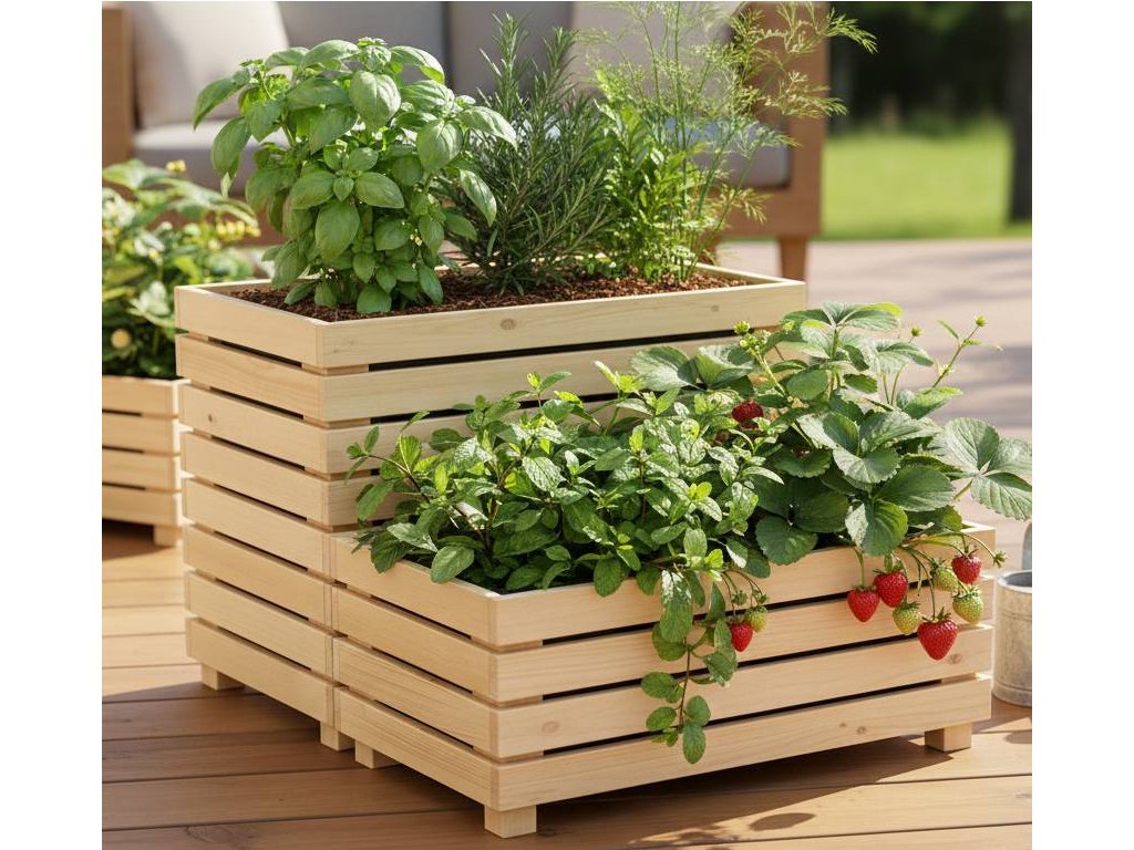 Dřevěný designový vyvýšený záhon 76x43,6x29,5 cm