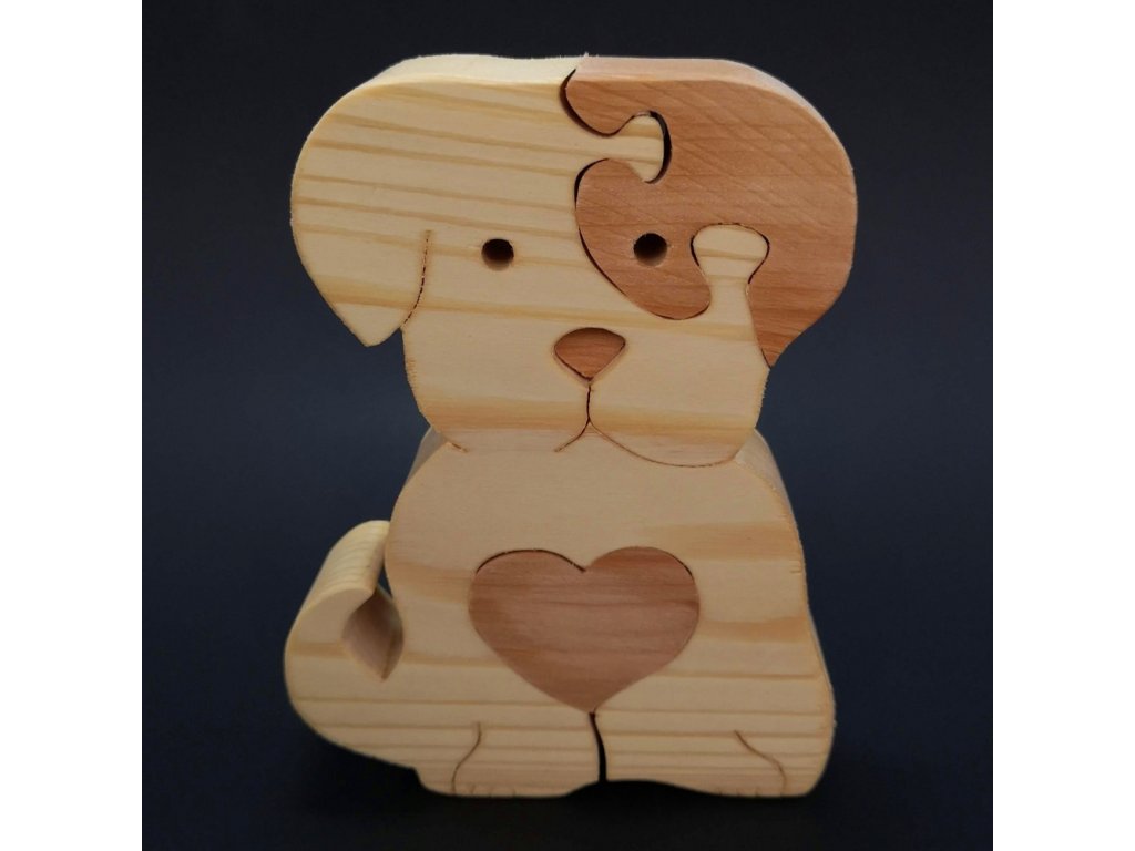 Dřevěné puzzle pes