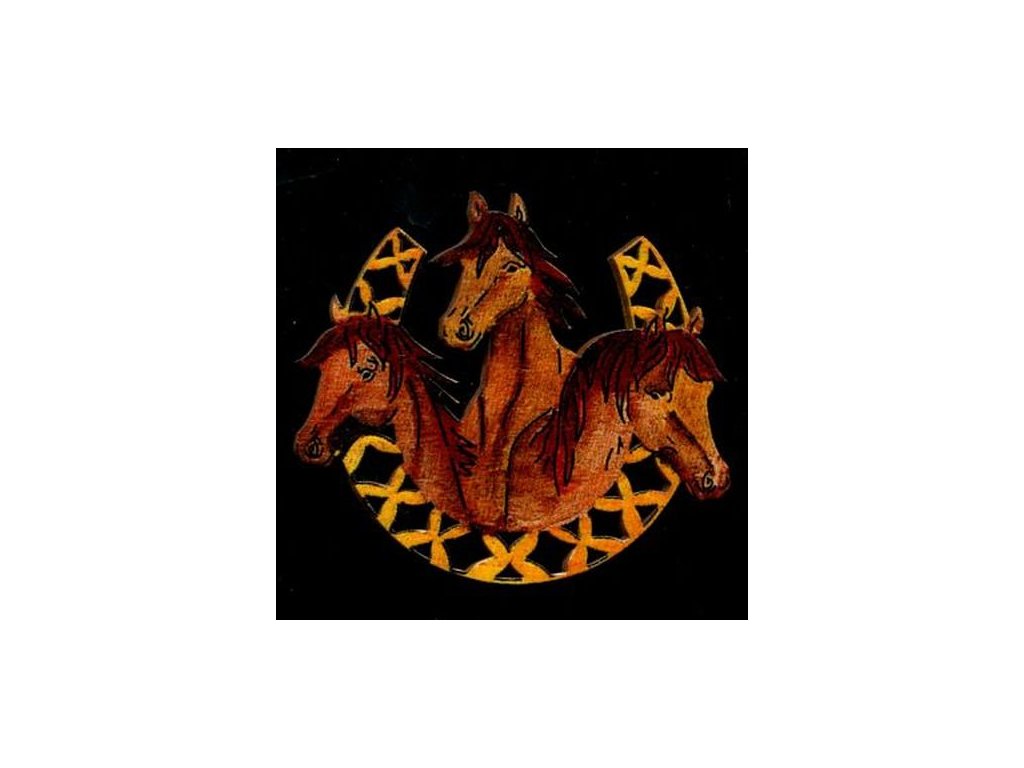 Dřevěná ozdoba barevná koně v podkově 6 cm