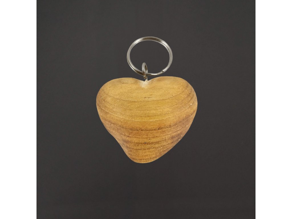 Dřevěný přívěšek na klíče srdce, 3 cm