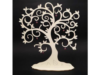 1027 1 dreveny 3d strom s ozdobami vyska 40 cm