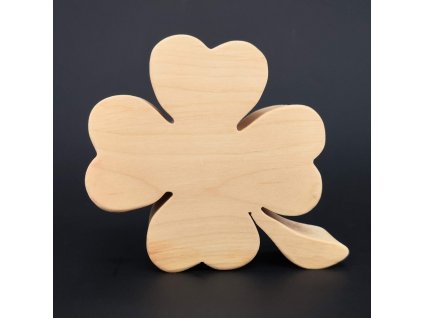 Wooden four leaf decoration, solid wood, 10x9 cm