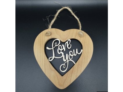 Dřevěné srdce s vkladem - Love you