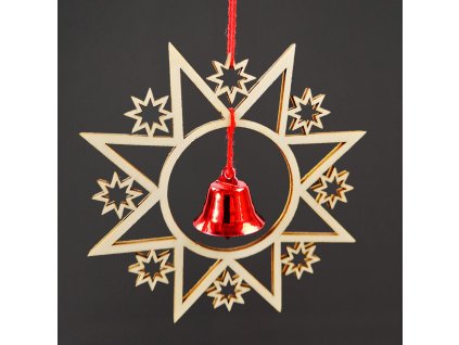 dřevěná ozdoba se zvonkem