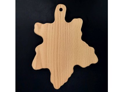 Holzschneidebrett in Form eines Ahornblattes, Massivholz, Größe 25x19,5 cm