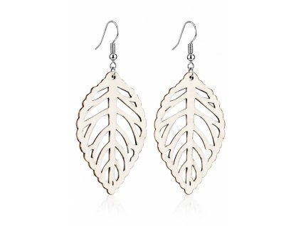 Wooden leaf earrings, 4 cm