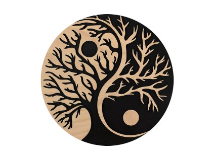 Dřevěný obraz strom Jin a jang, rozměr 30 cm, český výrobek