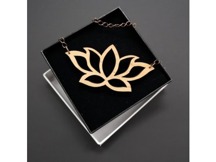 Wooden pendant for the neck lotus flower, 8x4 cm