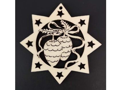 dřevěná ozdoba se šiškami