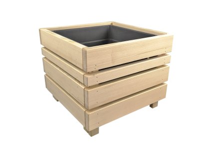 dřevěný obal s květináčem