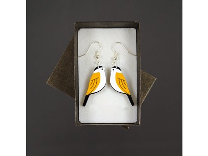 dřevěné náušnice ptáček