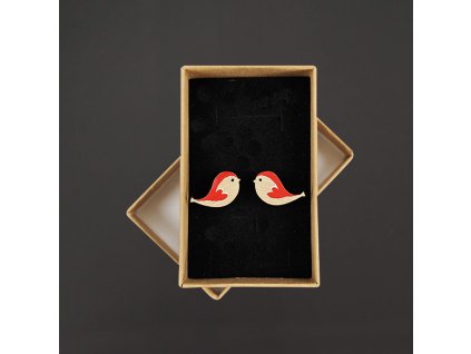 dřevěné náušnice ptáček