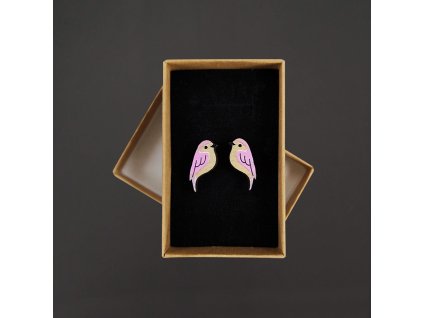 dřevěné náušnice ptáček