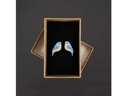 dřevěné náušnice ptáček