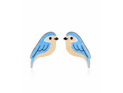 Holzohrstecker Vögelchen, 2 cm, tschechisches Produkt