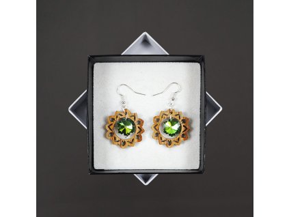 dřevěné náušnice s kamínkem