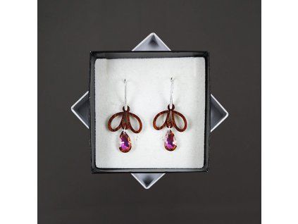 dřevěné náušnice s kamínkem