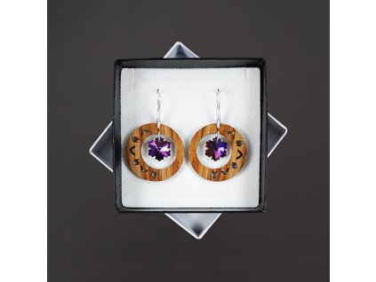 dřevěné náušnice s kamínkem