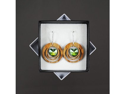 dřevěné náušnce s kamínkem