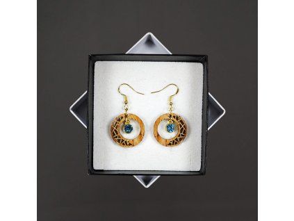 dřevěné náušnice s kamínkem