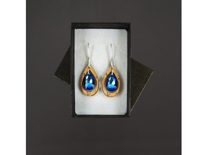 dřevěné náušnice s kamínkem