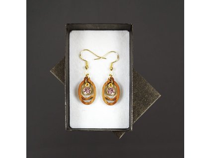 dřevěné náušnice s kamínkem