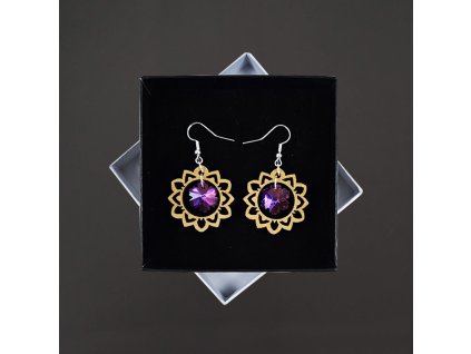 dřevěné náušnice s kamínkem