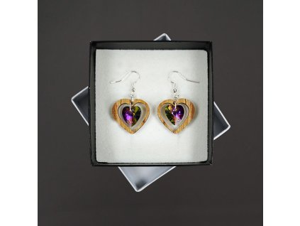 dřevěné náušnice s kamínkem