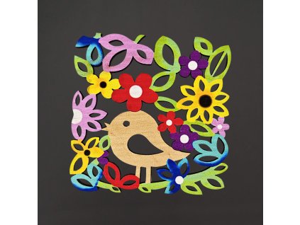 dřevěný podtácek barva ptáček