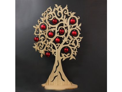 Maxi dekorace strom s červenými koulemi 158 cm