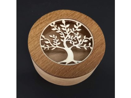 Round wooden box with insert - tree, solid wood, 8x3 cm