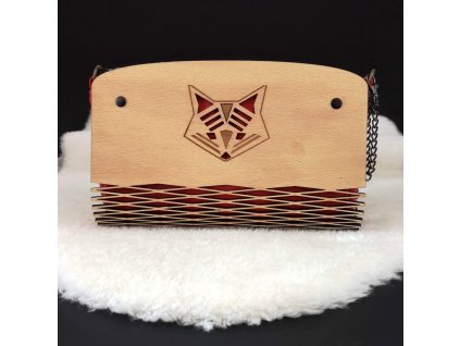 Dřevěná kabelka červená - liška 25 cm