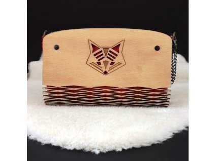 Holzhandtasche rot - Fuchs 25 cm