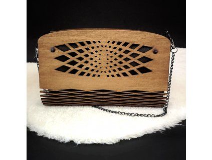 1612 1 drevena kabelka cerna sit 25 cm