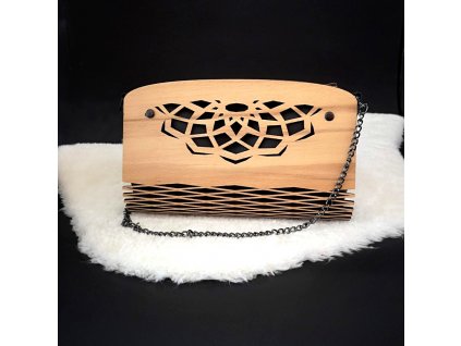 Dřevěná kabelka černá - mandala 25 cm